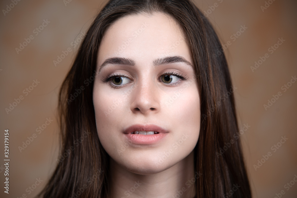 Obraz premium Anxious look on the face of a beautiful young woman. Anxiety human emotions conceptanxiety
