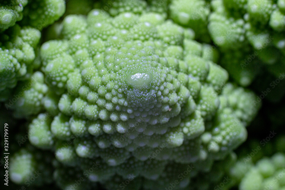 Green Romanesco broccoli. macro photo. Natural fractal patterns Green Romanesco broccoli. macro photo. Natural fractal patterns