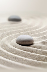 Deken met foto Zen zen garden meditation stone background with stones and lines in sand for relaxation.  © Belight