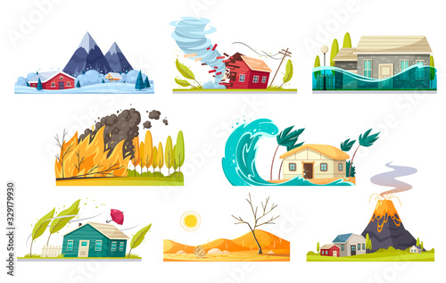 Natural Disaster Cartoon Set