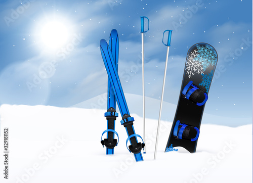 Ski And Snowboard Realistic Background