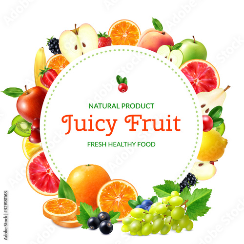 Realistic Fruits And Berries Frame