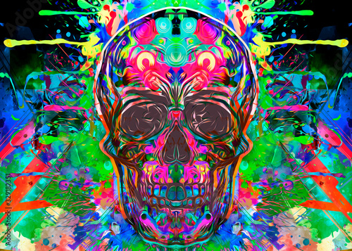 Abstract and colorful image of skull - Illustration © reznik_val