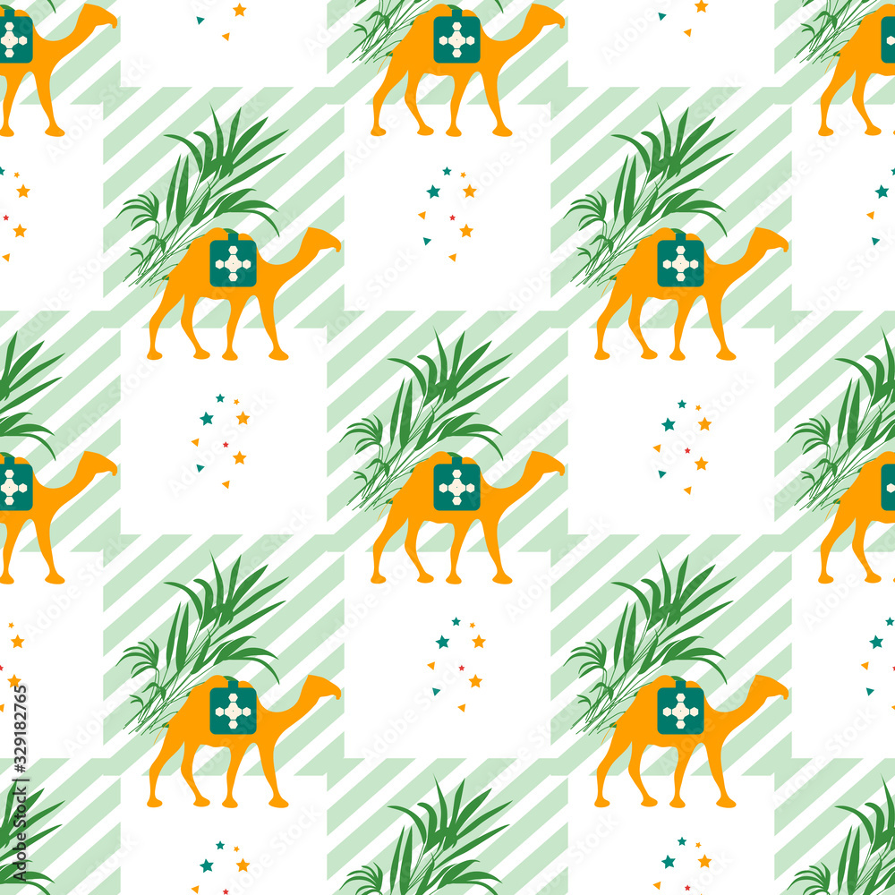 Fototapeta premium Vector Seamless Pattern Camel plant Green nature