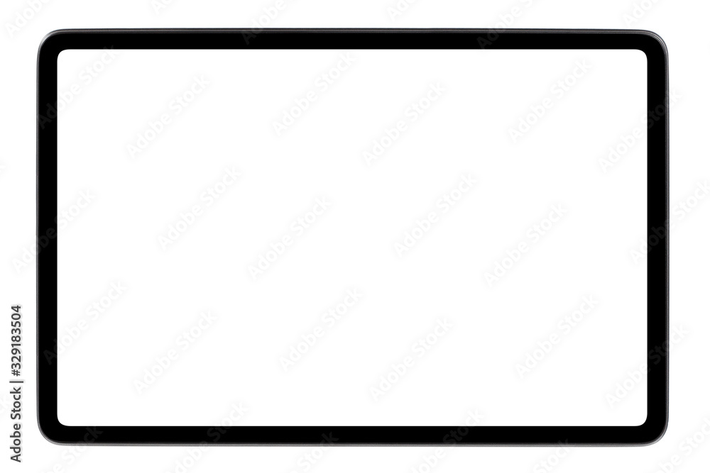Black tablet computer, isolated on white background