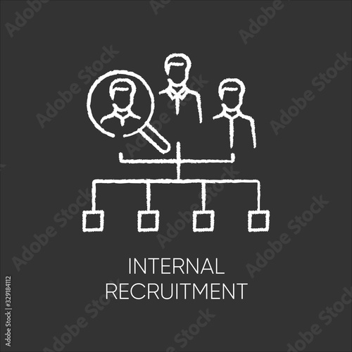 Internal recruitment flat design long shadow glyph icon. Job promotion, career opportunity. Professional growth. Vacancy candidate selection, workforce search. Silhouette RGB color illustration