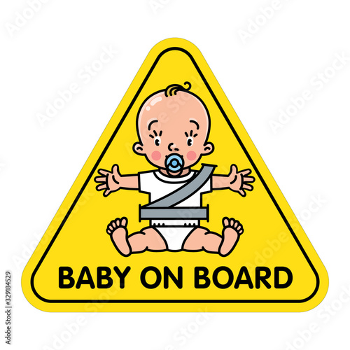Baby in car seat. Back window sticker or sign