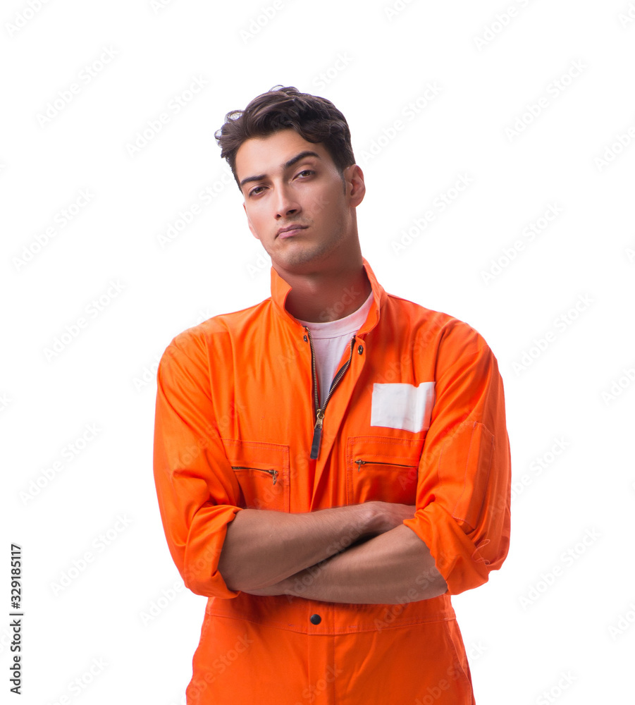Prisoner in orange robe isolated on white background Prisoner in orange robe isolated on white background