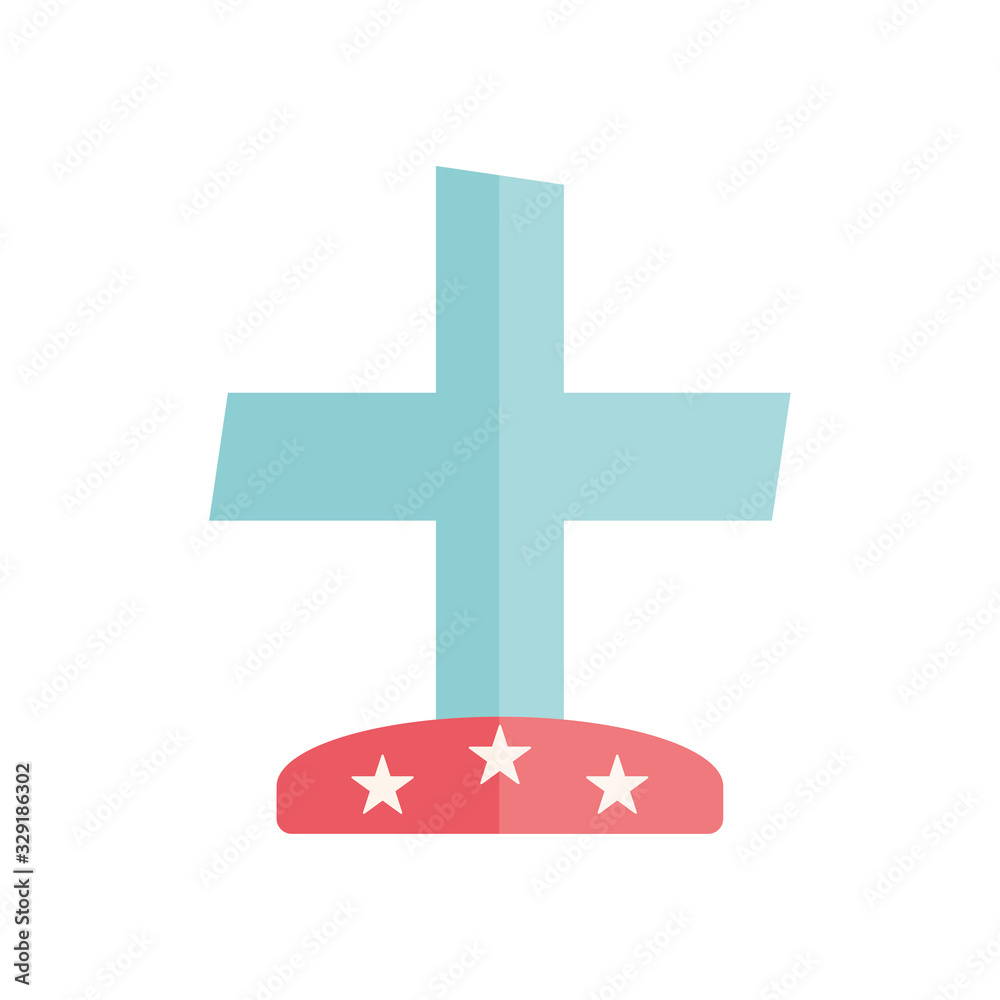 Obraz premium Isolated cross with stars flat style icon vector design