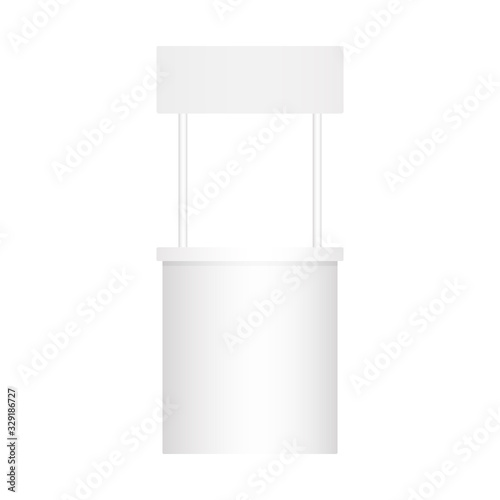 Empty white gradient advertising stand on white background. Vector