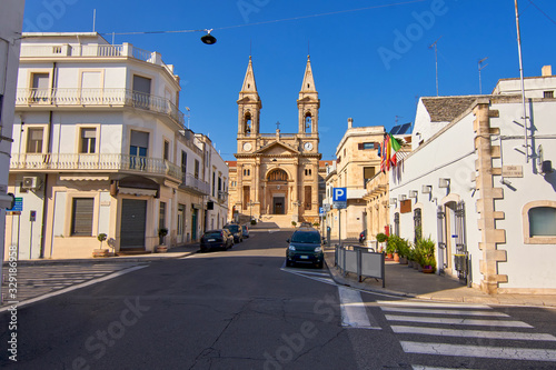 Basilica of Saint Cosmas and Damian And Surrounding Streets At Alberobello Apulia Italy
