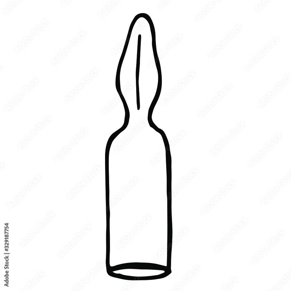 Vector illustration. Close-up of a medical ampule on a white background. Vector illustration. Close-up of a medical ampule on a white background.