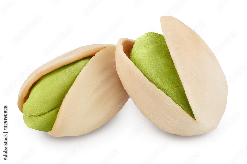 pistachio isolated on white background with clipping path and full