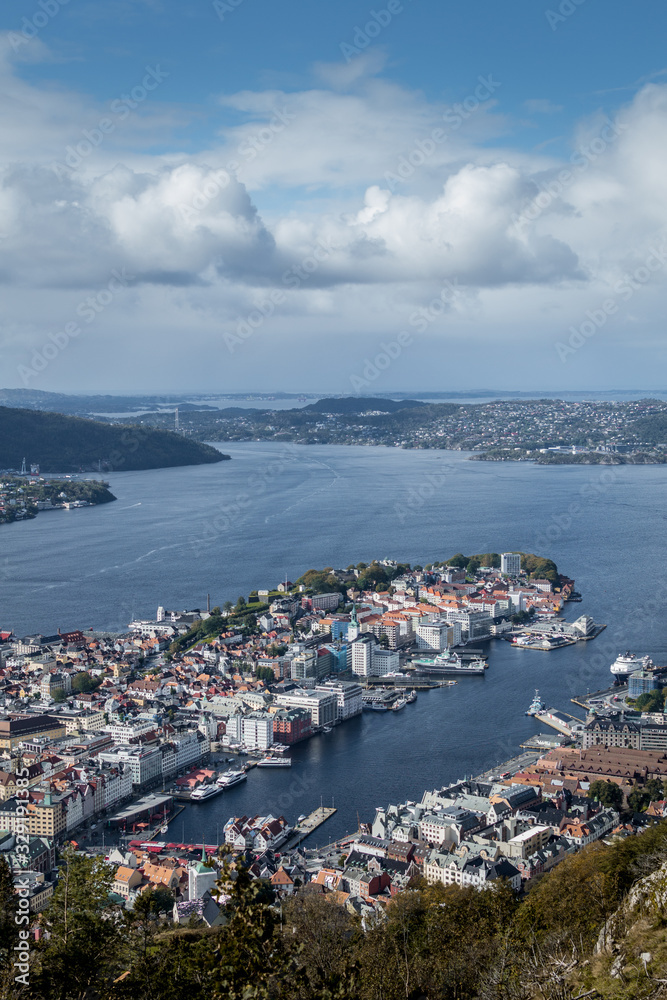 Bergen, Norway Bay view from Mt Floyen