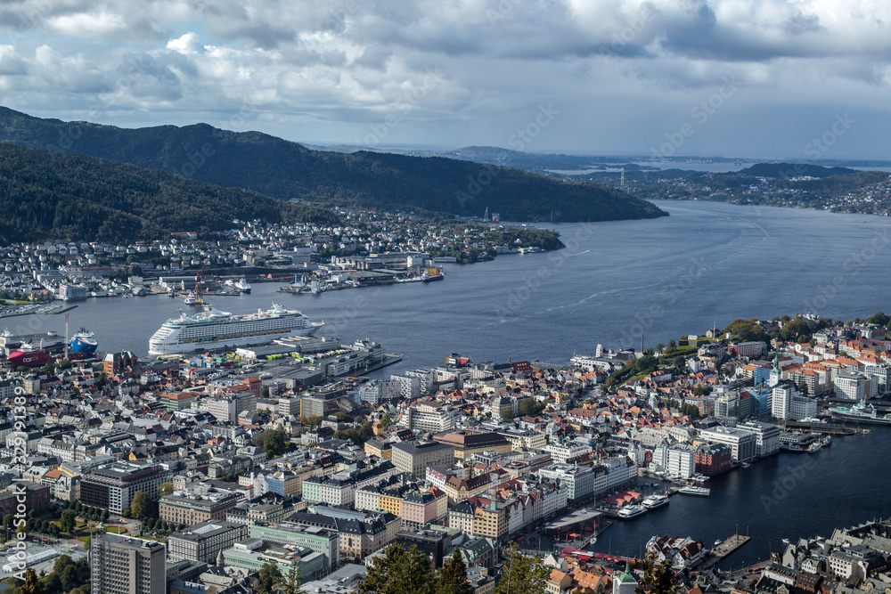 Bergen, Norway Bay view from Mt Floyen Bergen, Norway Bay view from Mt Floyen