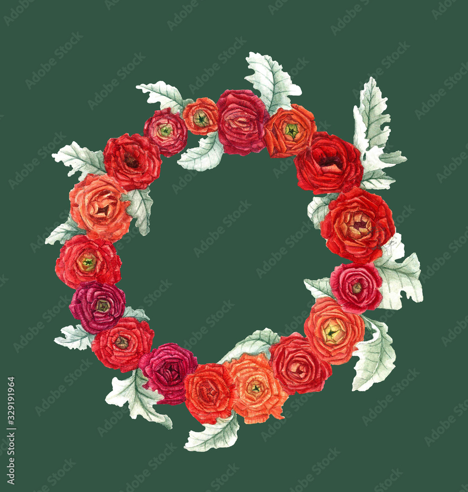 Wreath of red buttercups Wreath of red buttercups