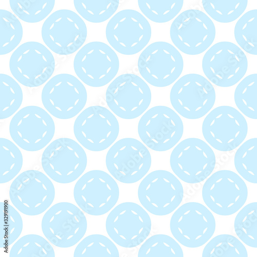 Subtle vector ornament with circles. Delicate seamless pattern. Light blue and white colors. Elegant abstract background. Modern geometric texture. Design for fabric  cloth  textile  linens  decor