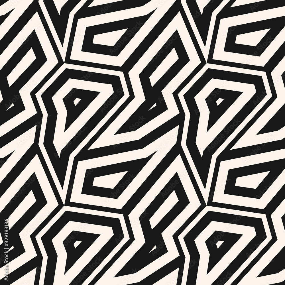Black and white geometric seamless pattern. Vector abstract background