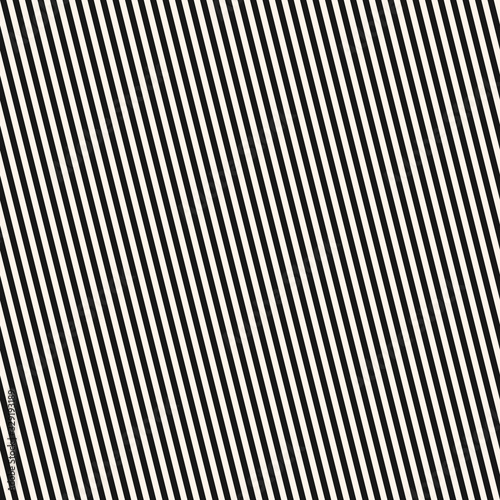 Diagonal stripes seamless pattern. Simple black and white vector slanted lines texture. Modern abstract geometric striped background. Thin parallel inclined strips. Repeatable design for print, decor