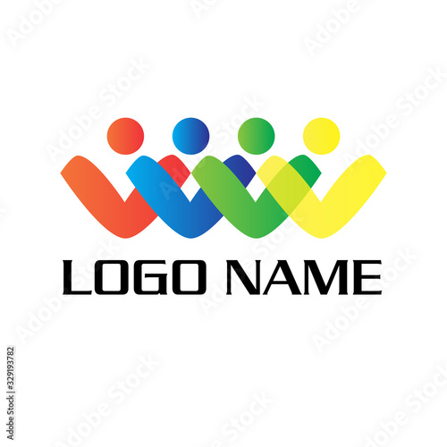 four colorful peoples logo vector template