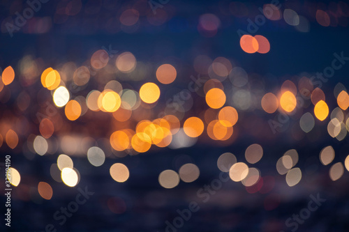 Abstract Yellow, Blue and White bokeh texture on Blue background © stocktr