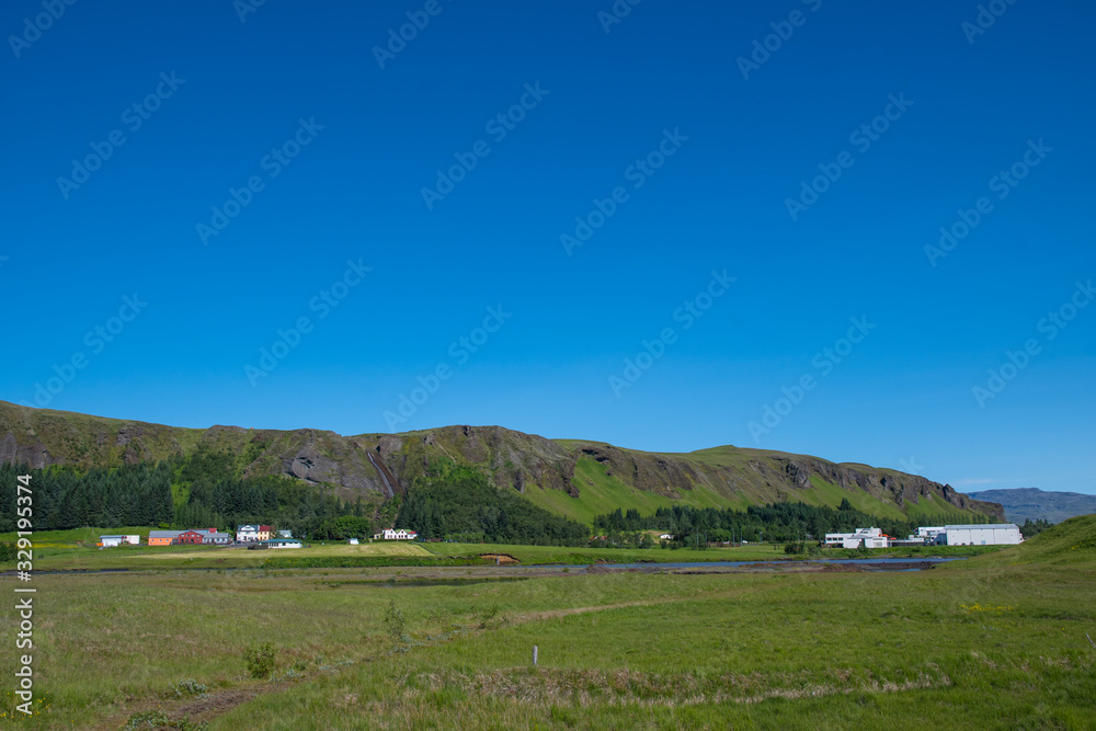 village of Kirkjubaejarklaustur in south Iceland