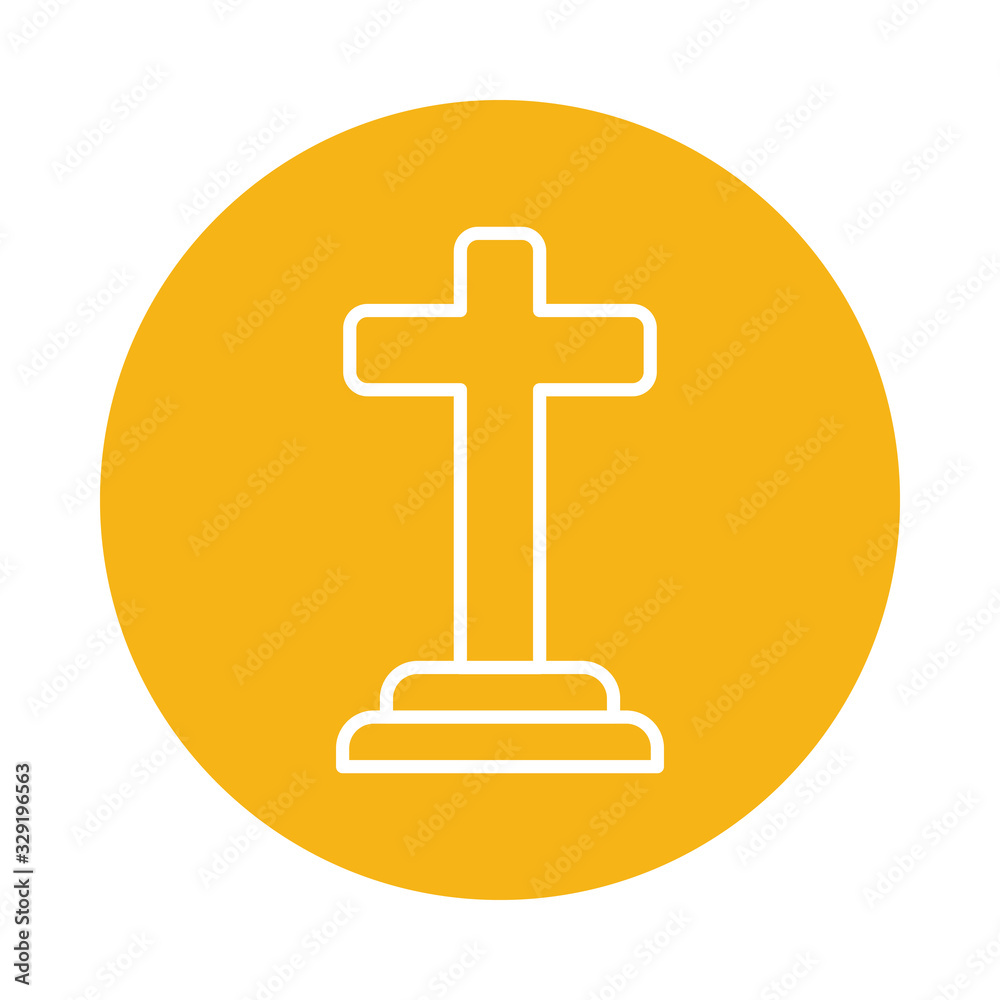 Obraz premium religion cross block style icon vector design