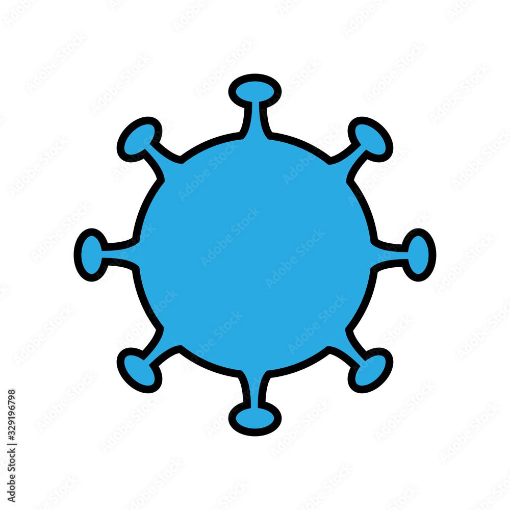 Blue icon of medical chinese virus microbe dangerous deadly strain covid 019 coronavirus epidemic pandemic disease. Vector illustration isolated on a white background Blue icon of medical chinese virus microbe dangerous deadly strain covid 019 coronavirus epidemic pandemic disease. Vector illustration isolated on a white background