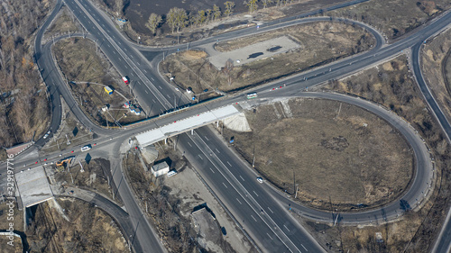 Aerial view of the road junction near the town of Bila Tserkva © maykal