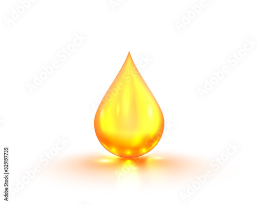 Drop of butter, energy oil organic. on a white background.