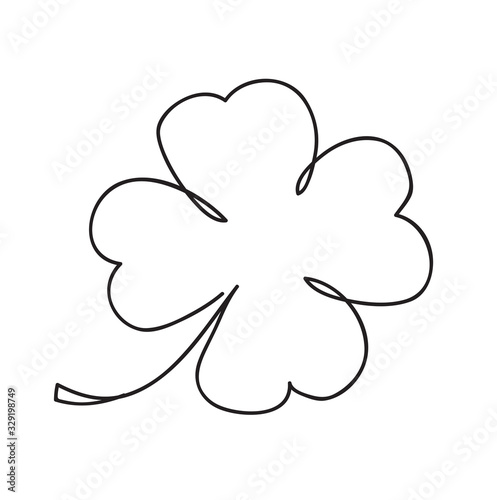 Saint patrick clover leaf, Continuous line art vector illustration.