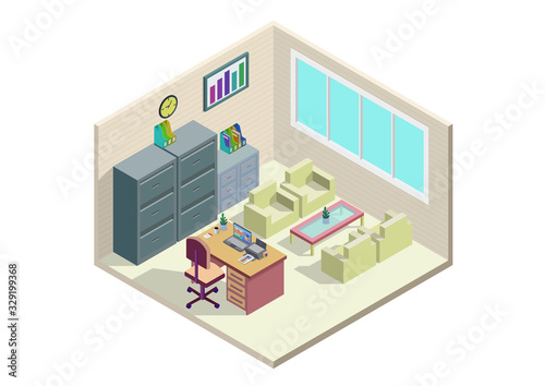Isometric office room.