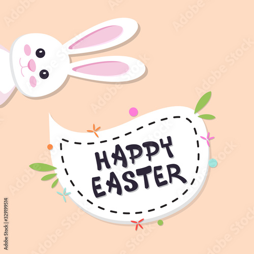 Happy Easter background with bunny in a flat design