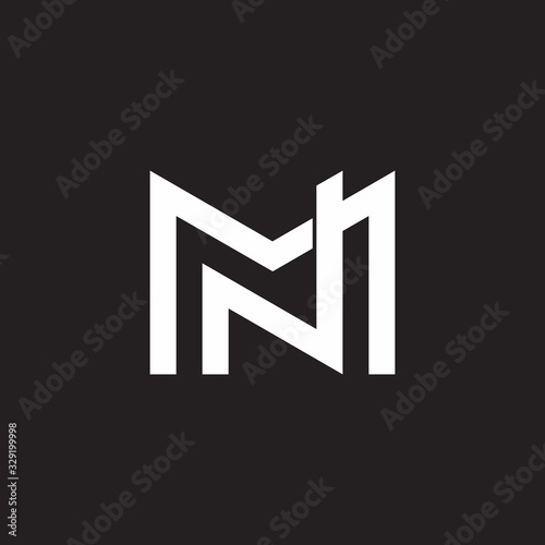 letter mn simple geometric 3d overlapping design logo vector