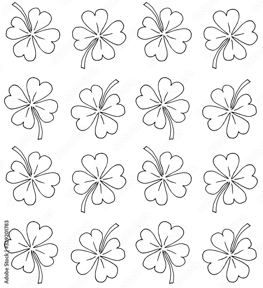 Vector seamless pattern of hand drawn doodle sketch clover shamrock isolated on white background Vector seamless pattern of hand drawn doodle sketch clover shamrock isolated on white background