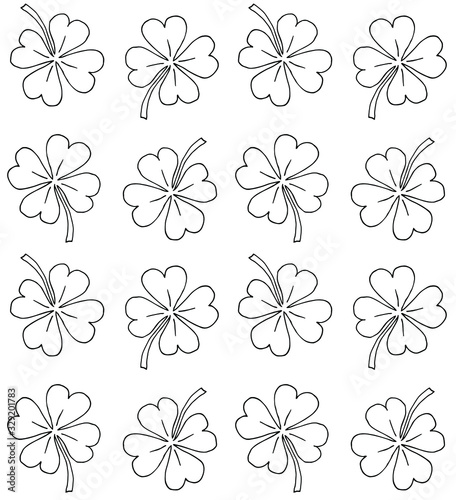 Vector seamless pattern of hand drawn doodle sketch clover shamrock isolated on white background