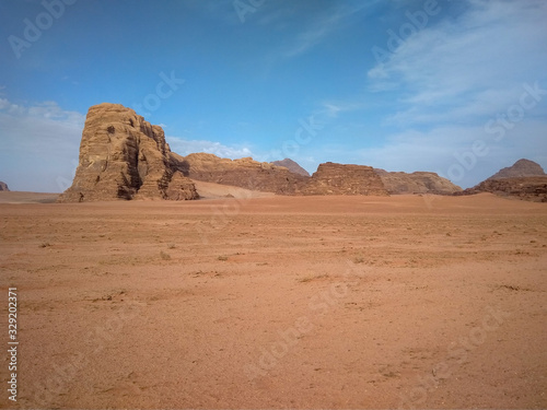 rock formations and desert landscape of Wadi Rum