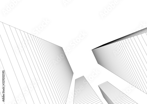 Modern skyscrapers on white background. Architecture 3d