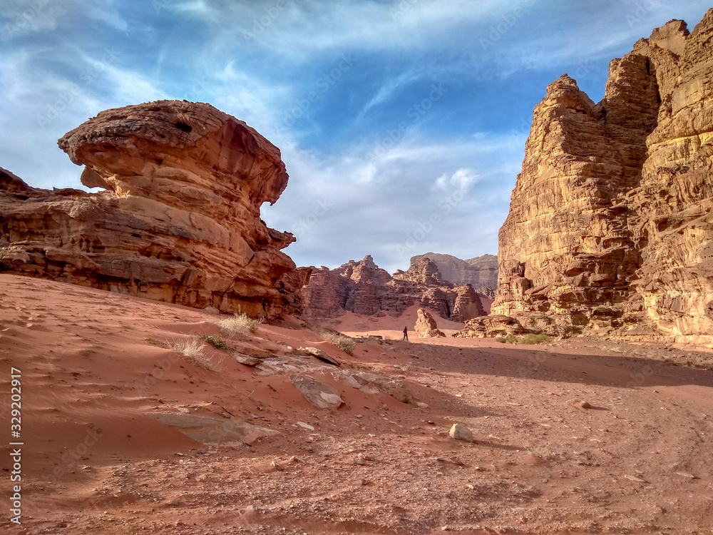 rock formations and desert landscape of Wadi Rum desert in southern Jordan. rock formations and desert landscape of Wadi Rum desert in southern Jordan.