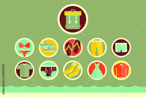 "What to pack" travel icons