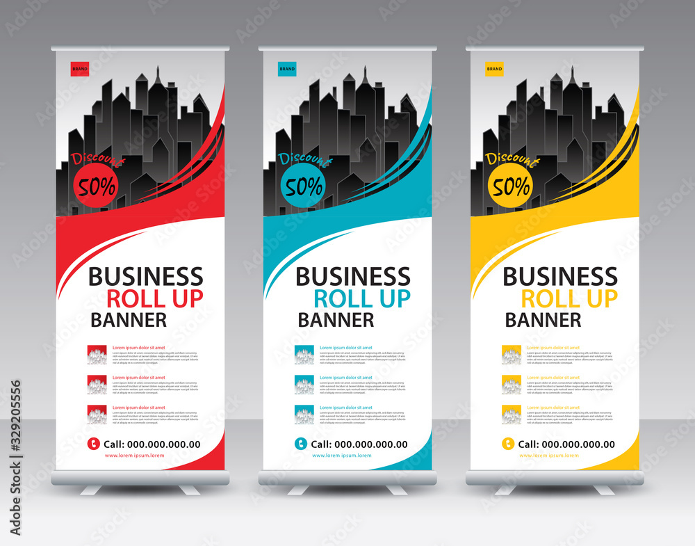Business Roll Up Banner stand vector creative design. Sale banner stand or flag design layout. Modern Exhibition Advertising vector eps10. Trend design geometric.