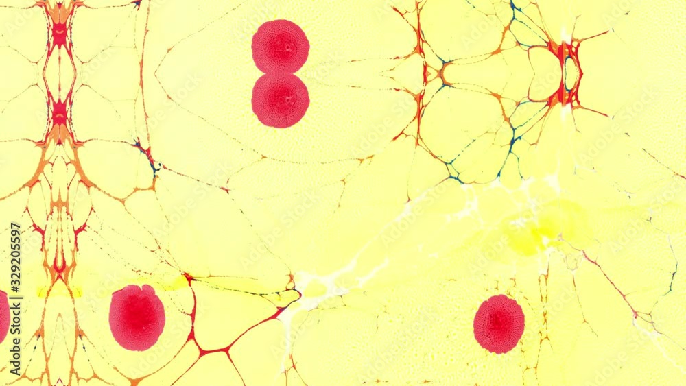 Abstract Paint Marbling Video Texture Yellow and Red Loop 4K