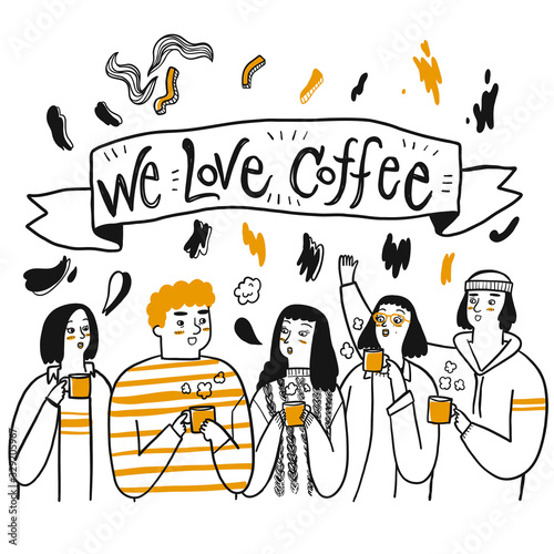 A group of friends or people who like to drink coffee