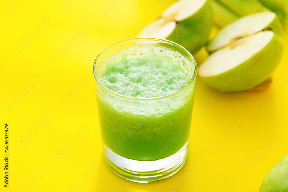 Glass of fresh vegetable juice on color background Glass of fresh vegetable juice on color background