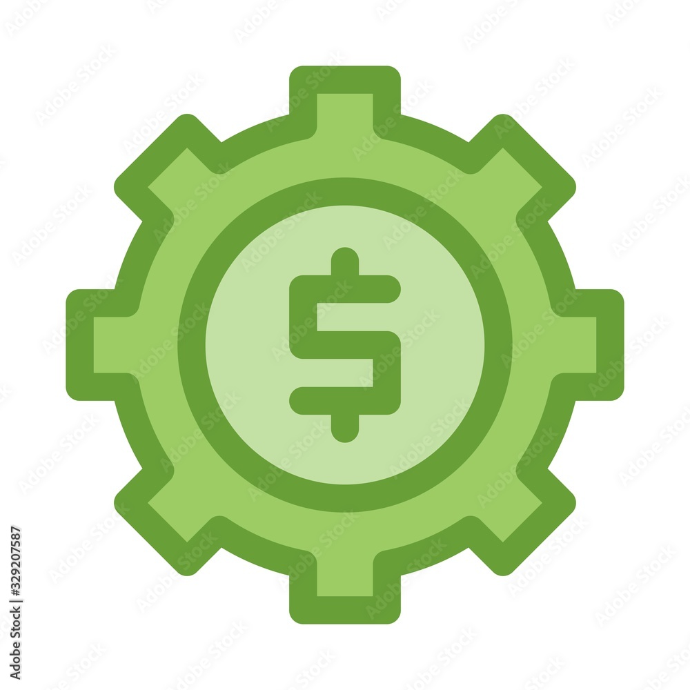 Cogwheel with money symbol. Banking settings, Payment options icon. Financial management settings. Cogwheel with money symbol. Banking settings, Payment options icon. Financial management settings.