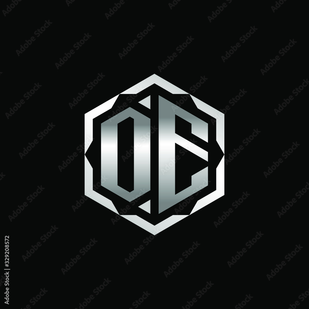 Initial Letters OE Hexagon Logo Design Initial Letters OE Hexagon Logo Design