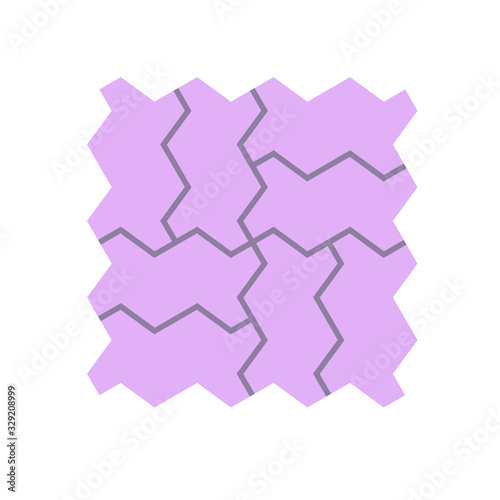 Interlocking concrete paver icon. For construction and lay on ground to create pattern in garden and outdoor. That is landscape architecture material with texture on surface. Made from concrete cement