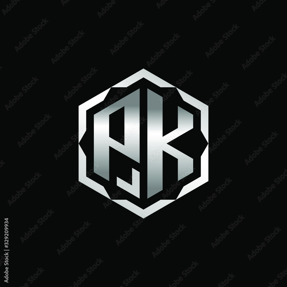 Initial Letters PK Hexagon Logo Design Initial Letters PK Hexagon Logo Design