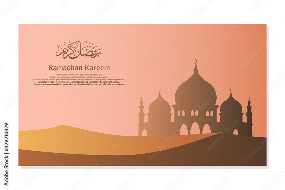 Ramadhan kareem with arabic calligraphy - greeting cards - background - vector illustration