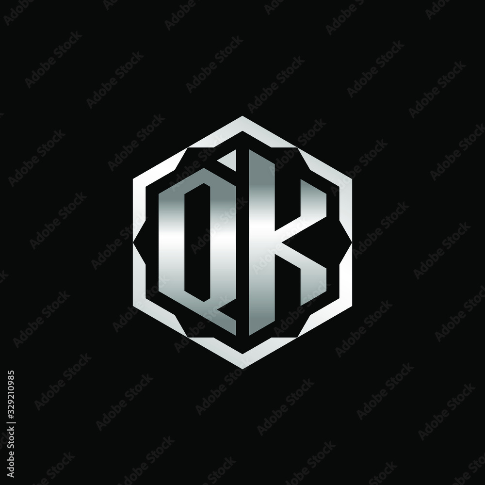 Initial Letters QK Hexagon Logo Design Initial Letters QK Hexagon Logo Design